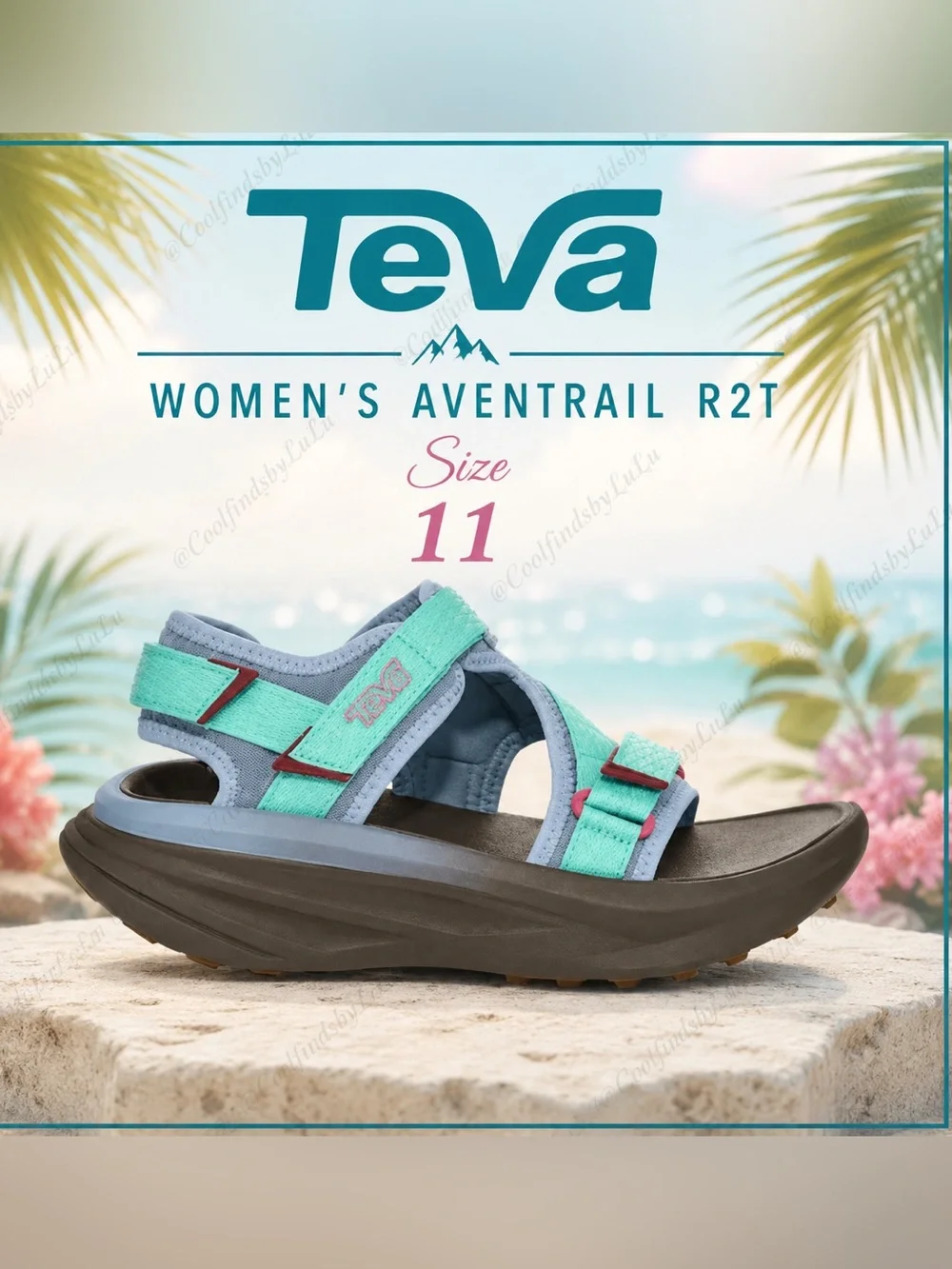 Teva Women's AventuraTrail R2T Sandal - Aqua and Gray size 11